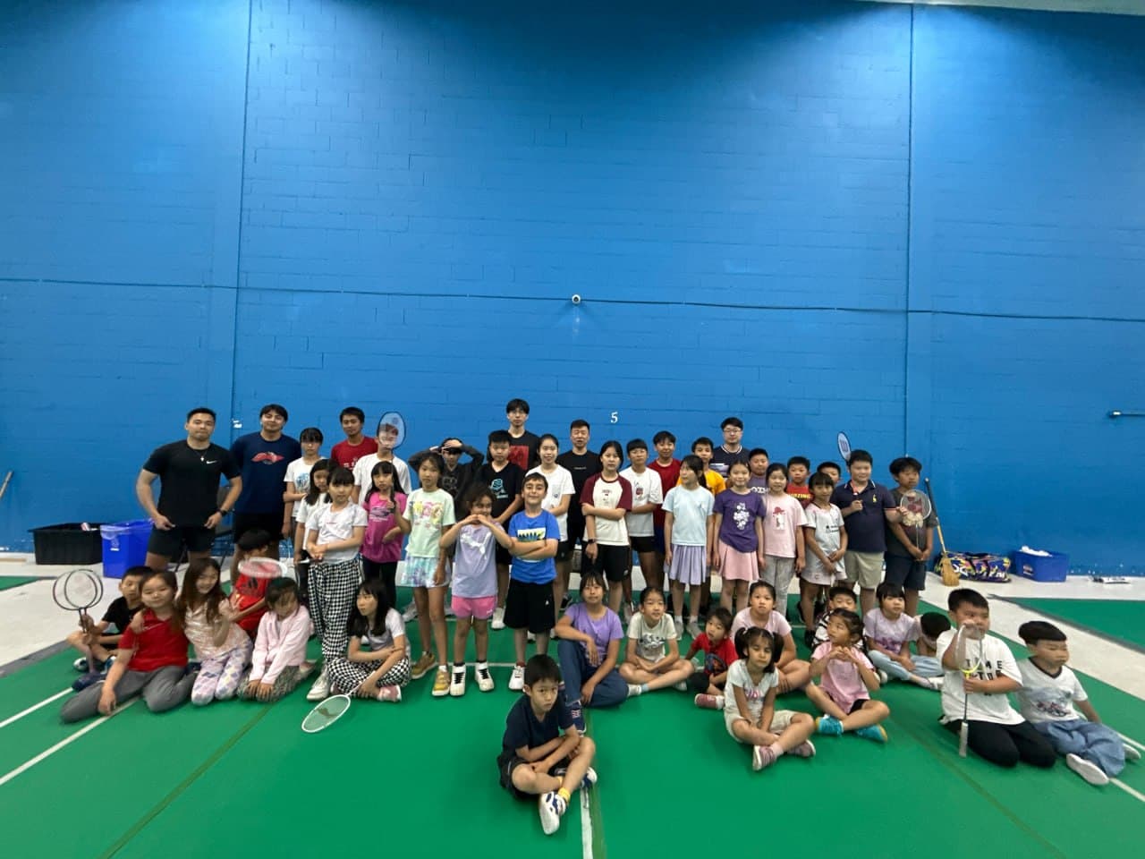 Badminton summer camp training group