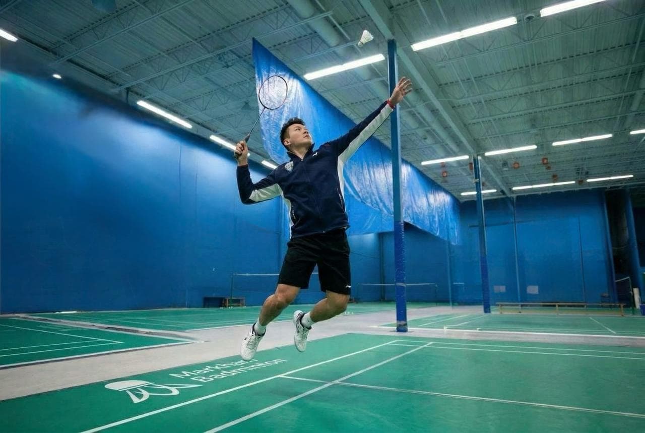 Players training on court